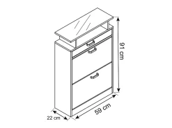 VCM Wood Shoe Cabinet | Dimensões: A. 91 x L. 59 x P. 22 cm | 2 flaps | gaveta estreita | prateleira prática - Sipos M (Sonoma oak (Sägerau))