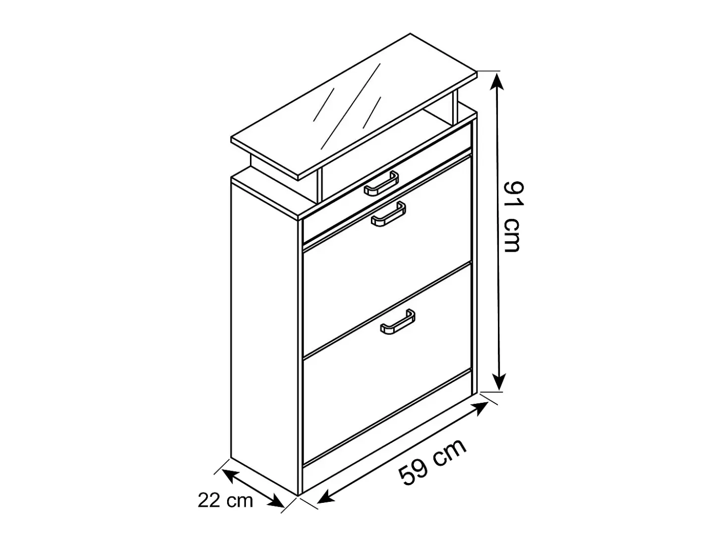 VCM Wood Shoe Cabinet | Dimensões: A. 91 x L. 59 x P. 22 cm | 2 flaps | gaveta estreita | prateleira prática - Sipos M (Sonoma oak (Sägerau))