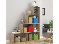 VCM Wood Stand Stair Shelf Stepped Shelf Shelf Room Divider Bookshelf Dubila L (Sonoma Oak)