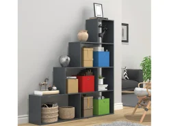 VCM Wood Stand Stair Shelf Stepped Shelf Shelf Room Divider Bookshelf Dubila L (Anthracite)