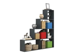 VCM Wood Stand Stair Shelf Stepped Shelf Shelf Room Divider Bookshelf Dubila L (Anthracite)