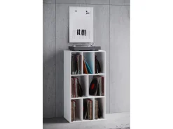 VCM Wooden Record Shelf | Divisor de Sala | Dimensões A. 120 x L. 60 x P. 40 cm | Prateleira de Mídia - Schalino (Branco)