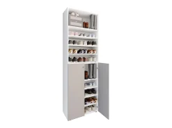 VCM XL Madeira Grande Sapato Gabinete Prateleira Grandes Botas BoardFurniture Lona 10 Compartimentos (Branco / Cinza)