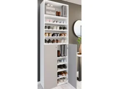 VCM XL Madeira Grande Sapato Gabinete Prateleira Grandes Botas BoardFurniture Lona 10 Compartimentos (Branco / Cinza)