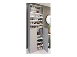 VCM XL Madeira Grande Sapato Gabinete Prateleira Grandes Botas BoardFurniture Lona 10 Compartimentos (Cinza)