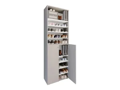 VCM XL Madeira Grande Sapato Gabinete Prateleira Grandes Botas BoardFurniture Lona 10 Compartimentos (Cinza)