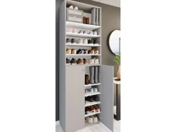 VCM XL Madeira Grande Sapato Gabinete Prateleira Grandes Botas BoardFurniture Lona 10 Compartimentos (Cinza)