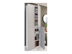 VCM XL Madeira Grande Sapato Gabinete Prateleira Botas Grandes BoardFurniture Lona 6 Compartments Turning Doors (Branco / Cinza)