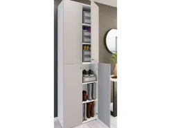 VCM XL Madeira Grande Sapato Gabinete Prateleira Botas Grandes BoardFurniture Lona 6 Compartments Turning Doors (Branco / Cinza)