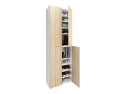 VCM XL Madeira Grande Sapato Gabinete Prateleira Grande Boots Boardcase Mobiliário Lona 10 Compartimentos Turning Doors (Branco / Sonoma Oak)