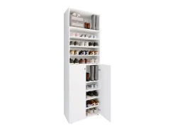 VCM XL Madeira Grande Sapato Gabinete Prateleira Grandes Botas Móveis de Piso Lona 10 Compartimentos (Branco)