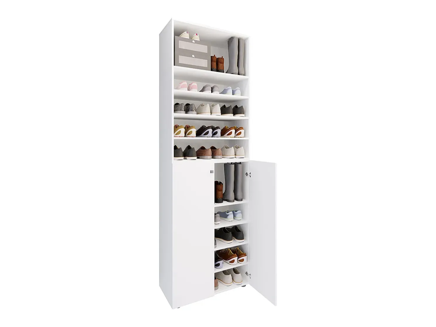 VCM XL Madeira Grande Sapato Gabinete Prateleira Grandes Botas Móveis de Piso Lona 10 Compartimentos (Branco)