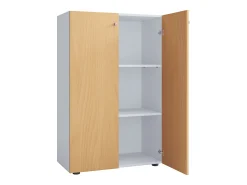 VCM XL Madeira Grande Sapato Armário Sapato Rack Botas Grandes Mobiliário de Piso Lona 3 Compartimentos (Branco / Faia)