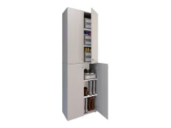 VCM XL Madeira Grande Sapato Gabinete Prateleira Grandes Botas Mobiliário de Piso Lona 6 Compartimentos Turning Doors (Cinza)