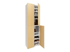 VCM XL Madeira Grande Sapato Gabinete Prateleira Grande Botas Boardcase Mobiliário Lona 10 Compartimentos Turning Doors (Branco / Faia)