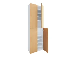 VCM XL Madeira Grande Sapato Gabinete Prateleira Grande Botas Boardcase Mobiliário Lona 10 Compartimentos Turning Doors (Branco / Faia)