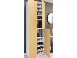 VCM XL Madeira Grande Sapato Gabinete Prateleira Grande Botas Boardcase Mobiliário Lona 10 Compartimentos Turning Doors (Branco / Faia)
