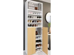 VCM XL Madeira Grande Sapato Gabinete Prateleira Botas Grandes BoardFurniture Lona 10 compartimentos (Branco / Faia)