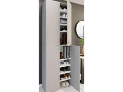 VCM XL Madeira Grande Sapato Gabinete Prateleira Botas Grandes BoardFurniture Lona 10 Compartments Turning Doors (Cinza)