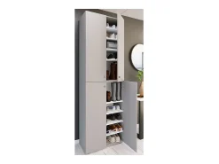 VCM XL Madeira Grande Sapato Gabinete Prateleira Botas Grandes BoardFurniture Lona 10 Compartments Turning Doors (Cinza)