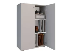 VCM XL Madeira Grande Sapato Gabinete Prateleira Grandes Botas Móveis de Piso Lona 3 Compartimentos (Cinza)
