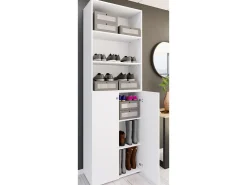 VCM XL Madeira Grande Sapato Gabinete Prateleira Grandes Botas Piso Mobília Lona 6 Compartimentos (Branco)