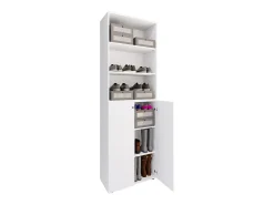 VCM XL Madeira Grande Sapato Gabinete Prateleira Grandes Botas Piso Mobília Lona 6 Compartimentos (Branco)