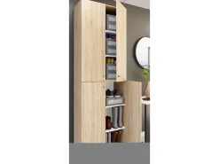 VCM XL Madeira Grande Sapato Armário Prateleira Grandes Botas Mobiliário de Piso Lona 6 Compartimentos Turning Doors (Sonoma Oak)