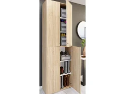 VCM XL Madeira Grande Sapato Armário Prateleira Grandes Botas Mobiliário de Piso Lona 6 Compartimentos Turning Doors (Sonoma Oak)