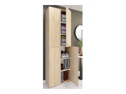 VCM XL Madeira Grande Sapato Armário Prateleira Grandes Botas Mobiliário de Piso Lona 6 Compartimentos Turning Doors (Sonoma Oak)