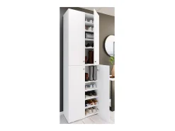 VCM XL Madeira Grande Sapato Gabinete Prateleira Botas Grandes BoardFurniture Lona 10 Compartments Turning Doors (Branco)