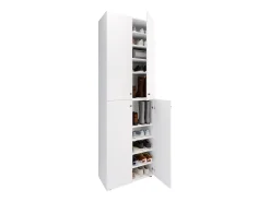 VCM XL Madeira Grande Sapato Gabinete Prateleira Botas Grandes BoardFurniture Lona 10 Compartments Turning Doors (Branco)