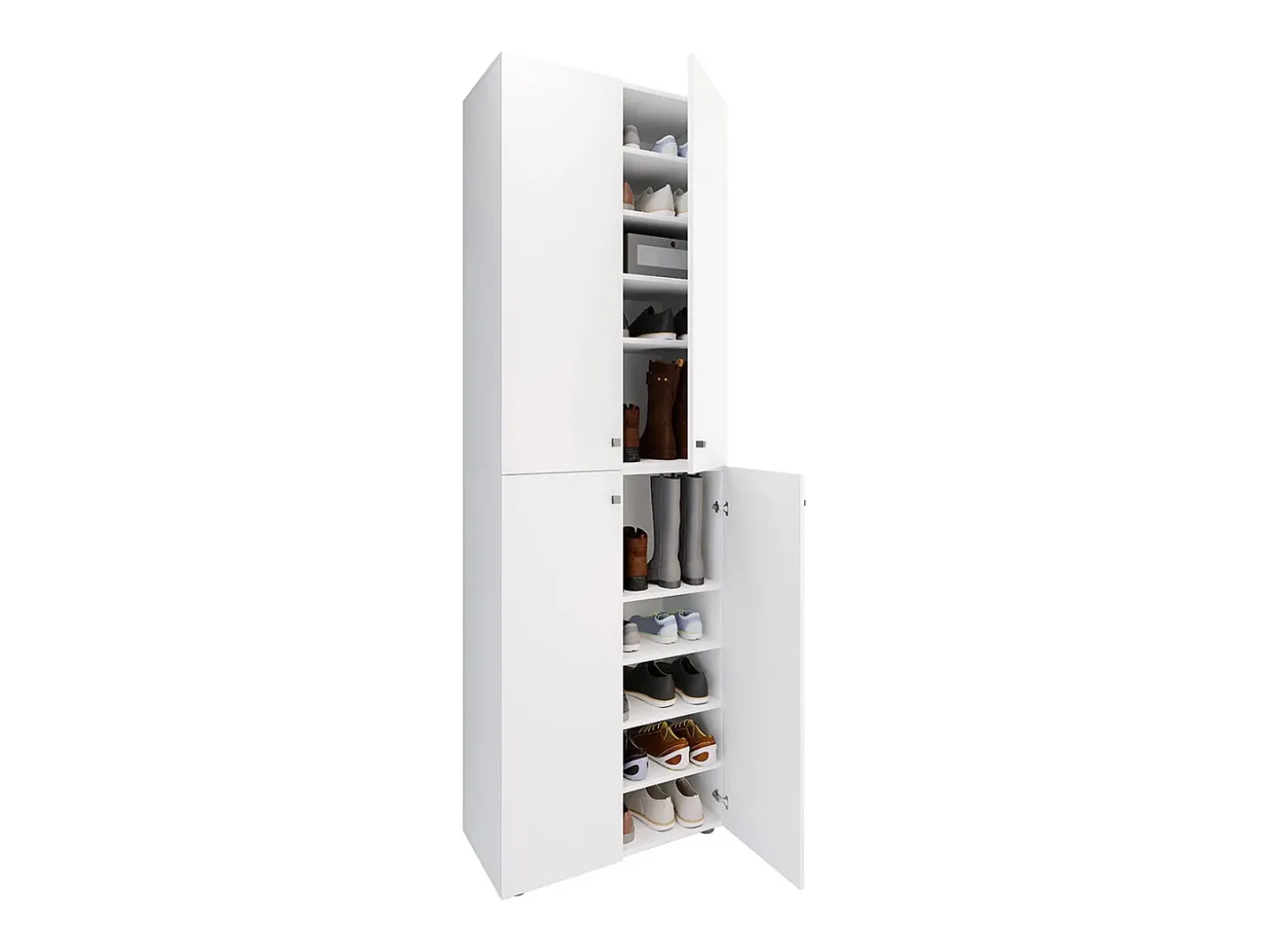 VCM XL Madeira Grande Sapato Gabinete Prateleira Botas Grandes BoardFurniture Lona 10 Compartments Turning Doors (Branco)