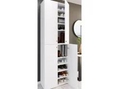 VCM XL Madeira Grande Sapato Gabinete Prateleira Botas Grandes BoardFurniture Lona 10 Compartments Turning Doors (Branco)