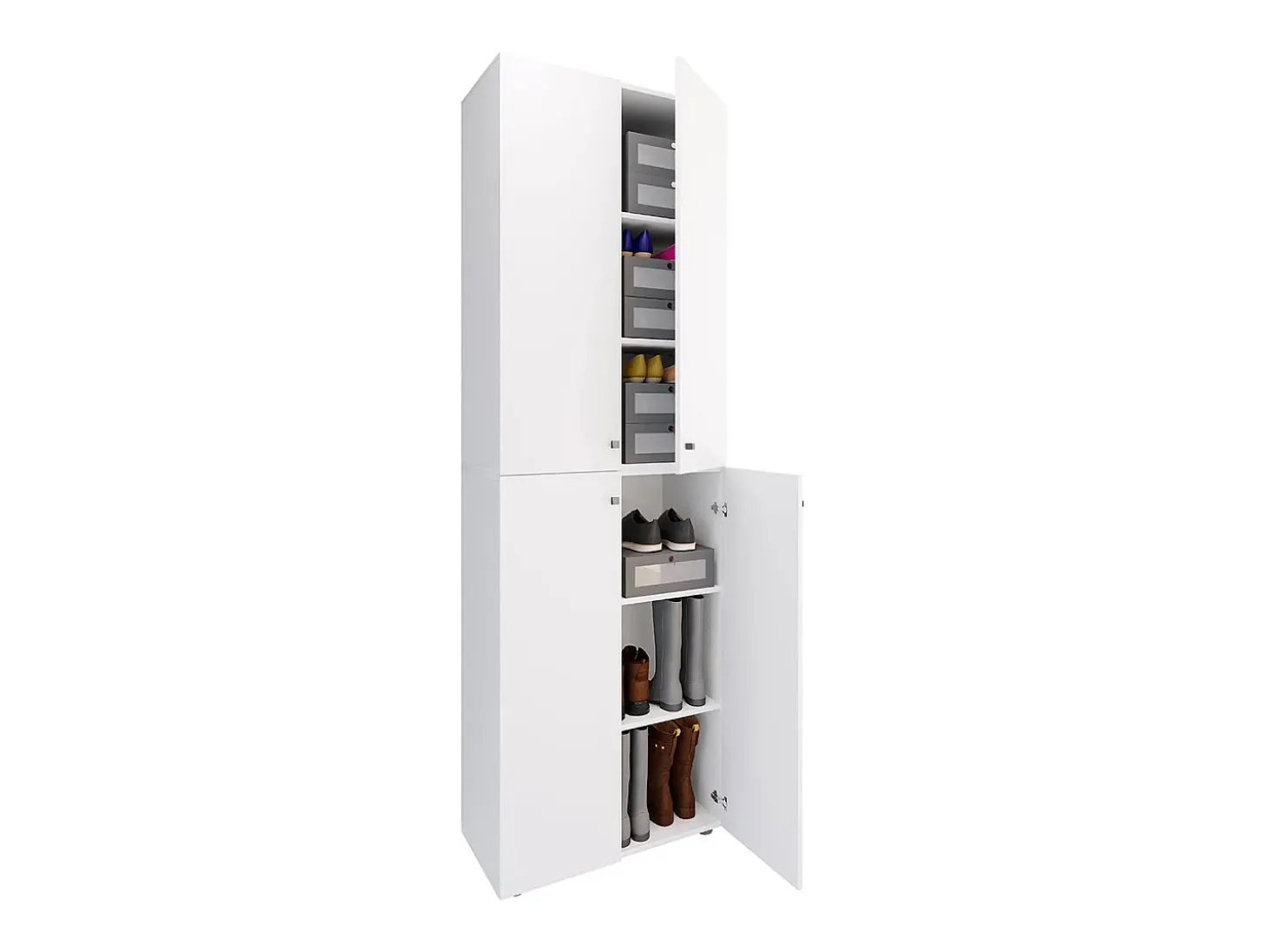 VCM XL Madeira Grande Sapato Armário Sapato Rack Botas Grandes Mobiliário de Piso Lona 6 Compartimentos Turning Doors (Branco)