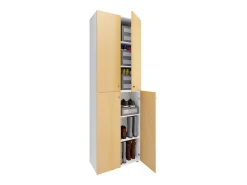 VCM XL Madeira Grande Sapato Gabinete Prateleira Botas Grandes BoardFurniture Lona 6 Compartments Turning Doors (White / Beech)