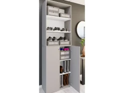 VCM XL Madeira Grande Sapato Gabinete Prateleira Grandes Botas Móveis de Piso Lona 6 Compartimentos (Cinza)