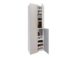 VCM XL Madeira Grande Sapato Gabinete Prateleira Botas Grandes BoardFurniture Lona 10 Compartments Turning Doors (Branco / Cinza)