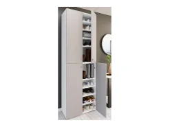 VCM XL Madeira Grande Sapato Gabinete Prateleira Botas Grandes BoardFurniture Lona 10 Compartments Turning Doors (Branco / Cinza)