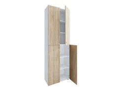 VCM XL Madeira Grande Sapato Armário Prateleira Grandes Botas Mobiliário de Piso Lona 6 Compartimentos Turning Doors (Branco / Sonoma Carvalho)