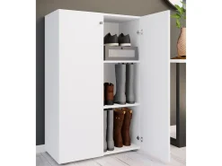 VCM XL Madeira Grande Sapato Gabinete Prateleira Grandes Botas Piso Mobília Lona 3 Compartimentos (Branco)