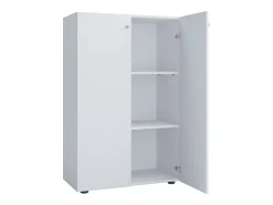 VCM XL Madeira Grande Sapato Gabinete Prateleira Grandes Botas Piso Mobília Lona 3 Compartimentos (Branco)