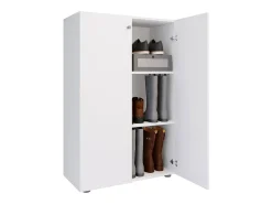 VCM XL Madeira Grande Sapato Gabinete Prateleira Grandes Botas Piso Mobília Lona 3 Compartimentos (Branco)