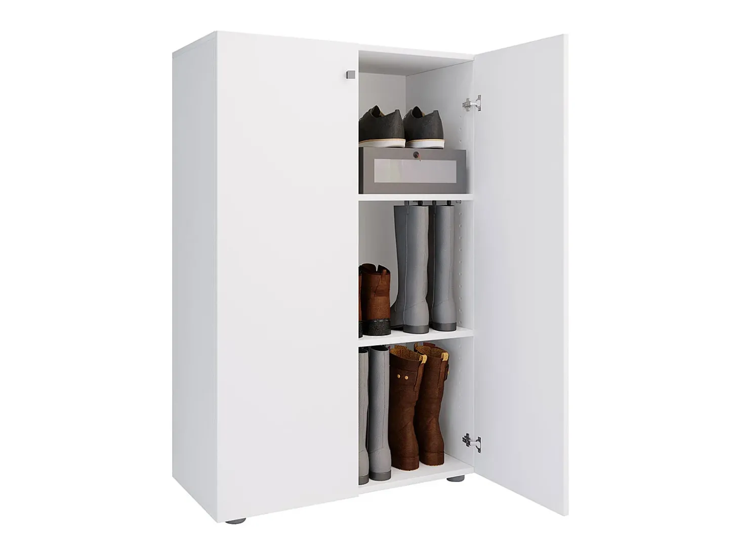 VCM XL Madeira Grande Sapato Gabinete Prateleira Grandes Botas Piso Mobília Lona 3 Compartimentos (Branco)