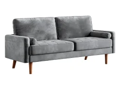 Veludo cinza e sofá de veludo de madeira maciça - 3 lugares - carga máxima 300kg - 176x78x85cm