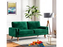 Veludo verde e sofá de veludo sólido - 3 lugares - carga máxima 300kg - 176x78x85cm