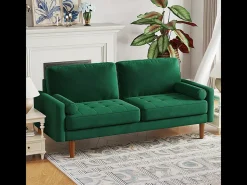 Veludo verde e sofá de veludo sólido - 3 lugares - carga máxima 300kg - 176x78x85cm