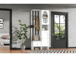 Vestiário com 2 roupeiros - 85 x 33,5 x 200 cm - conjunto de roupeiro + sapateira - aglomerado - branco