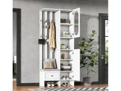 Vestiário com 2 roupeiros - 85 x 33,5 x 200 cm - conjunto de roupeiro + sapateira - aglomerado - branco