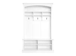 Vestiário de entrada com bengaleiro e banco para guardar sapatos - 120x40x190 cm - Branco